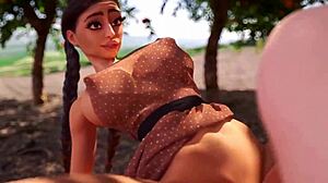 Il futanari con il grosso cazzo affronta una ragazza in una scena di sesso anale