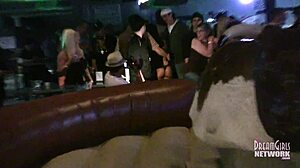 Вруће девојке у доњем вешу јашу бикове у локалном бару