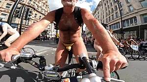 Naked biker gets exposed and humiliated in public