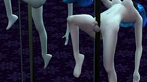A noite selvagem de Shemale Janes em Sims 4 termina com sexo em grupo e gozada
