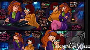 Daphnes strastno lizanje Velmasove tesne ritne luknje v lezbičnem srečanju za noč čarovnic