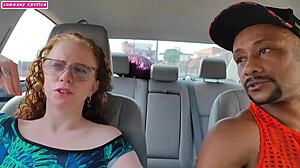 Rough ride: Big tits and big ass in the backseat