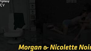 Pertemuan intim di bilik mandi dengan Morgan dan Nicolette Noir